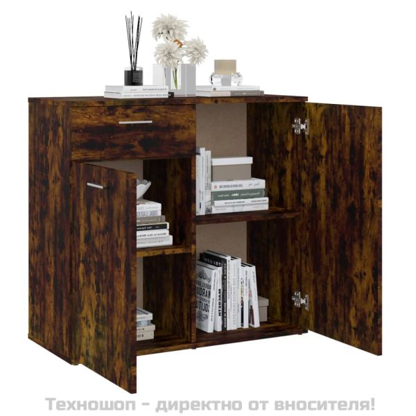 Сайдборд, опушен дъб, 80x36x75 см, инженерно дърво