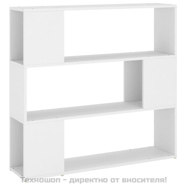 Библиотека/разделител за стая, бяла, 100x24x94 см