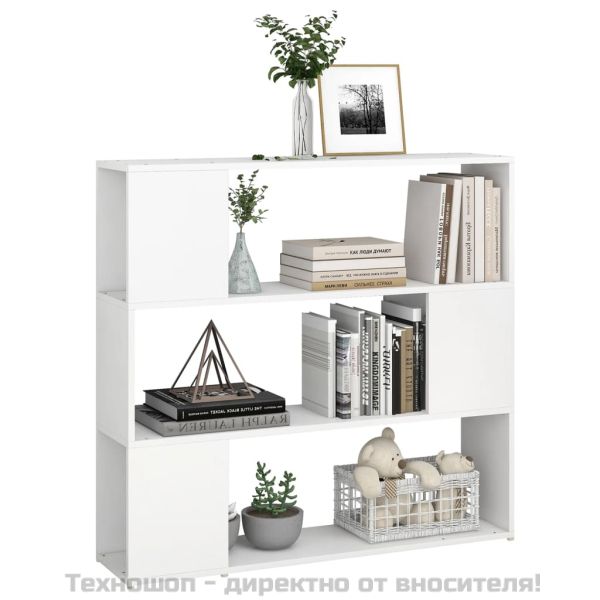 Библиотека/разделител за стая, бяла, 100x24x94 см