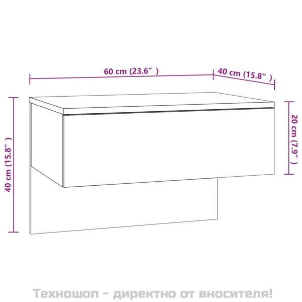 Нощни шкафчета за стенен монтаж, 2 бр, бял гланц