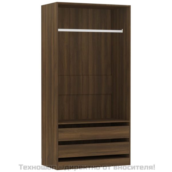 Гардероб, кафяв дъб, 100x50x200 см, инженерно дърво