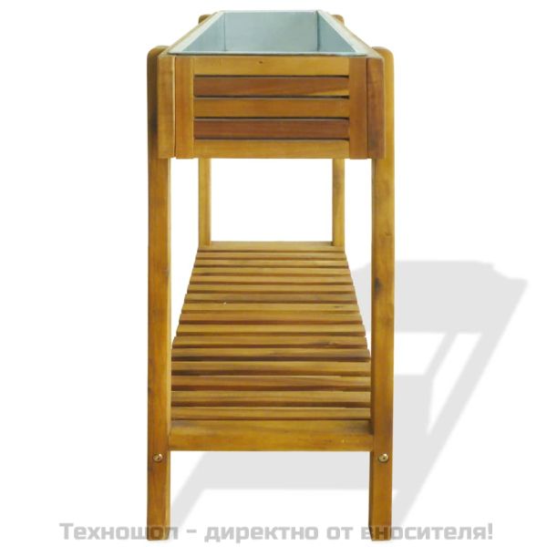 Градинска повдигната леха, акациева дървесина масив и цинк