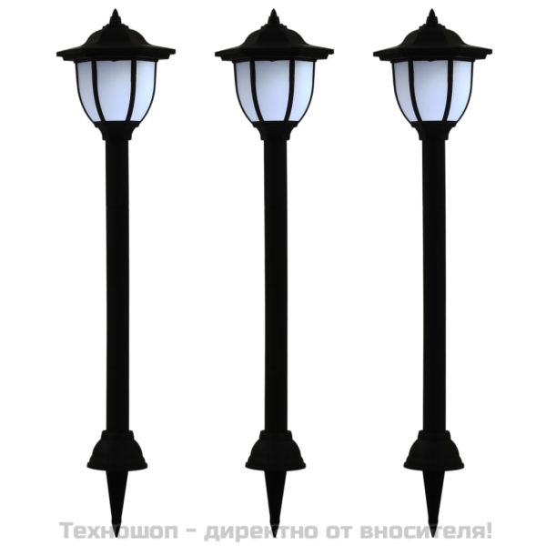 Градински соларни лампи, 3 бр, LED, черни