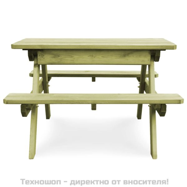 Детска маса за пикник с пейки 90x90x58 см импрегниран бор