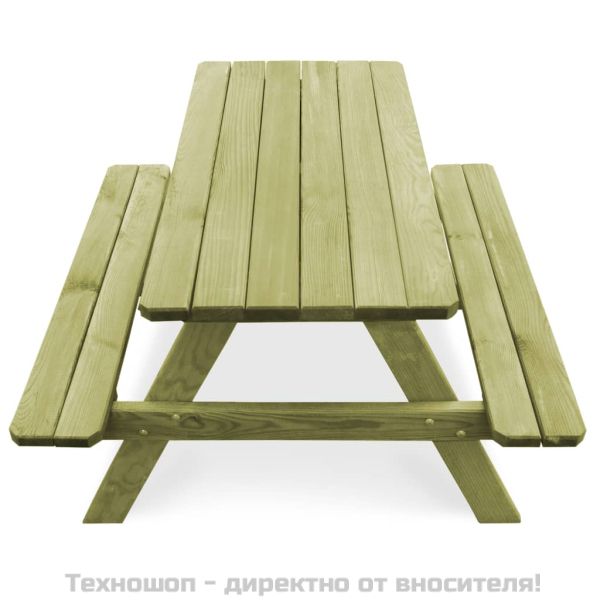 Детска маса за пикник с пейки 90x90x58 см импрегниран бор