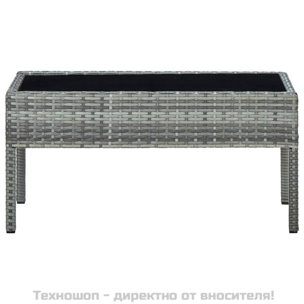Градинска маса, сива, 75x40x37 см, полиратан