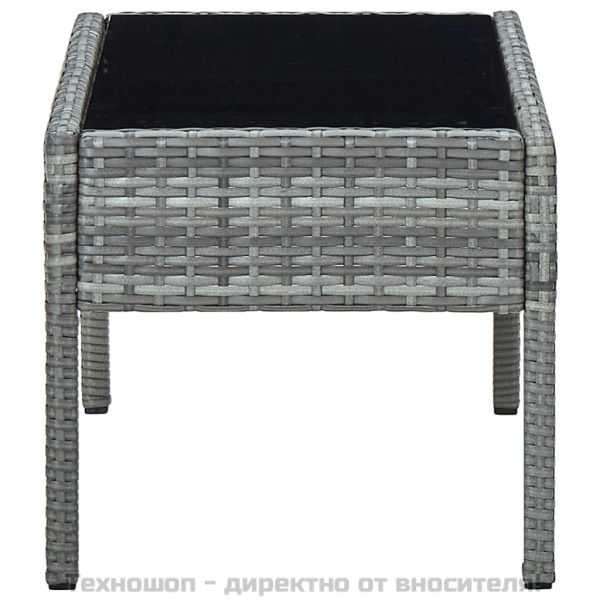Градинска маса, сива, 75x40x37 см, полиратан