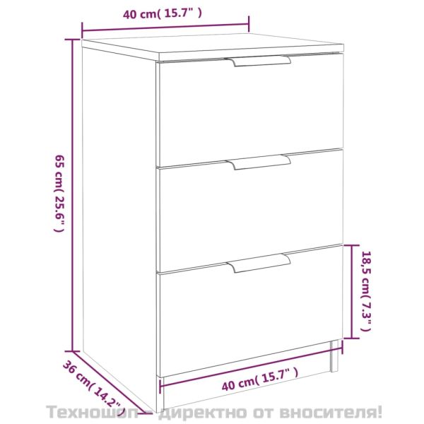Нощно шкафче, опушен дъб, 40x36x65 см