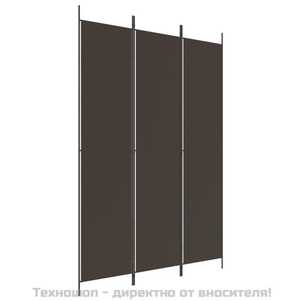 Параван за стая, 3 панела, кафяв, 150x220 см, плат