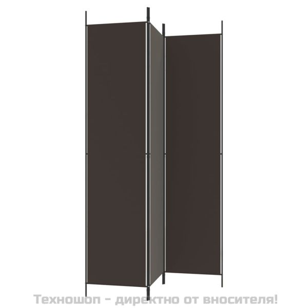Параван за стая, 3 панела, кафяв, 150x220 см, плат