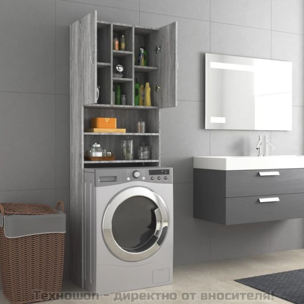 Шкаф за пералня, сив сонома, 64x25,5x190 см