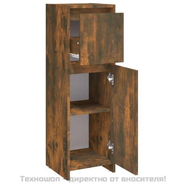 Шкаф за баня, опушен дъб, 30x30x95 см, инженерно дърво