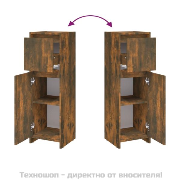 Шкаф за баня, опушен дъб, 30x30x95 см, инженерно дърво