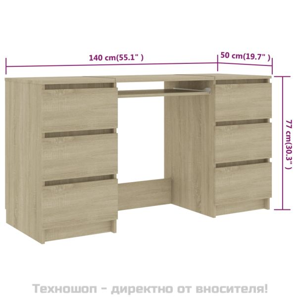 Писалище, дъб сонома, 140x50x77 см, инженерно дърво