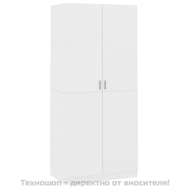 Гардероб, бял, 90x52x200 см, ПДЧ