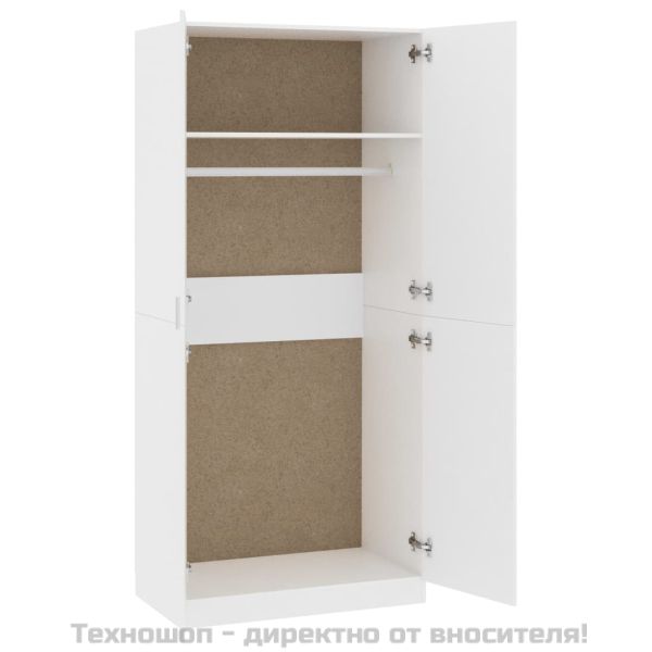 Гардероб, бял, 90x52x200 см, ПДЧ