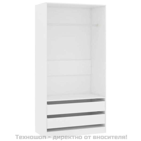 Гардероб, бял, 100x50x200 см, ПДЧ