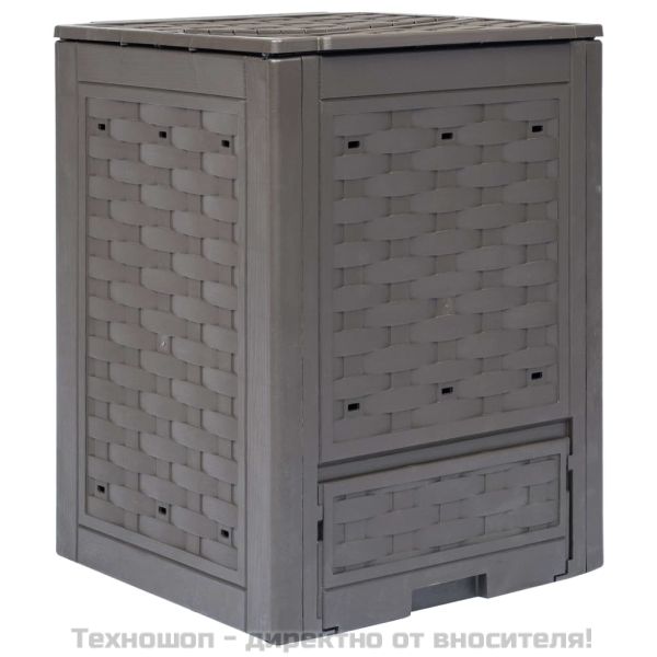 Градински компостер кафяв 60x60x83 см 300 л пластмасов ратан