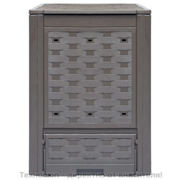 Градински компостер кафяв 60x60x83 см 300 л пластмасов ратан