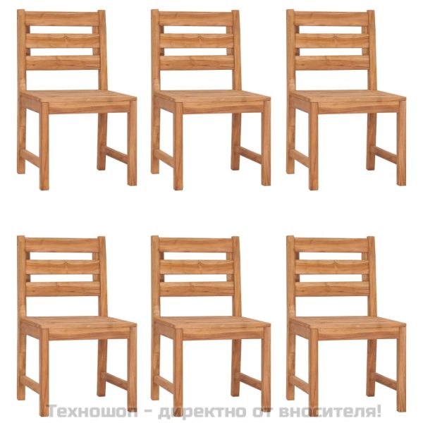 Градински столове, 6 бр, тиково дърво масив