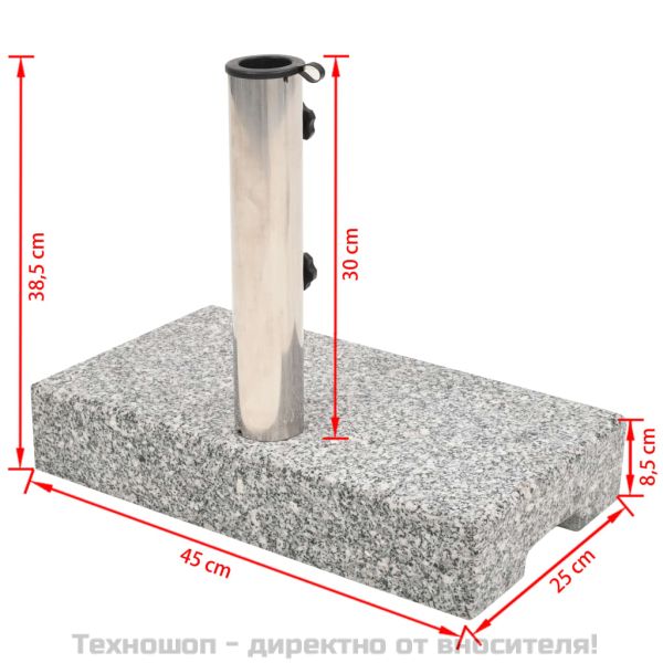 Основа за чадър, гранит, правоъгълна, 25 кг