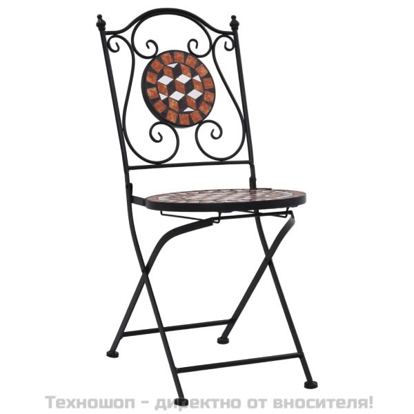 Мозаечни бистро столове, 2 бр, кафяви, керамика
