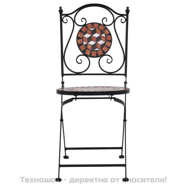 Мозаечни бистро столове, 2 бр, кафяви, керамика