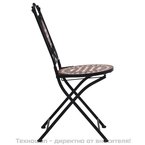 Мозаечни бистро столове, 2 бр, кафяви, керамика