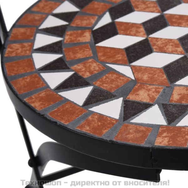 Мозаечни бистро столове, 2 бр, кафяви, керамика