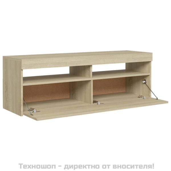 ТВ шкаф с LED осветление, дъб сонома, 120x35x40 см