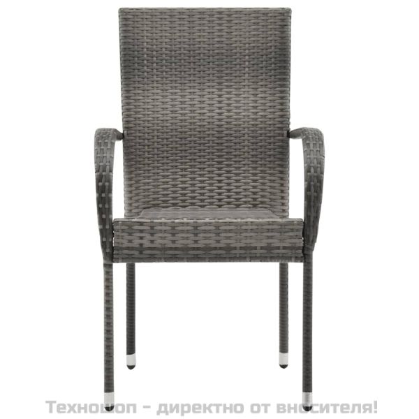 Стифиращи външни столове, 2 бр, сиви, полиратан