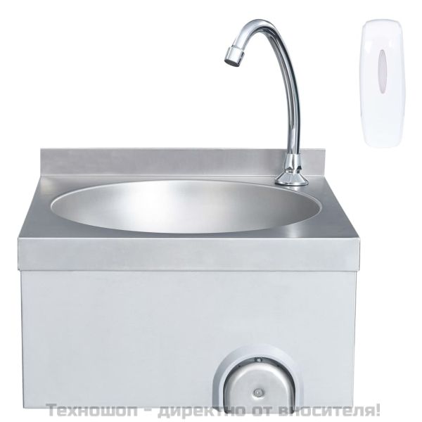 Мивка за ръце с кранче и диспенсър за сапун, неръждаема стомана