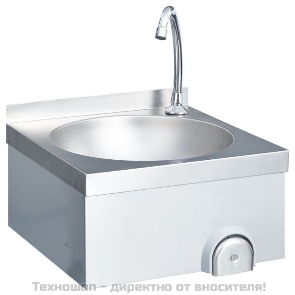 Мивка за ръце с кранче и диспенсър за сапун, неръждаема стомана