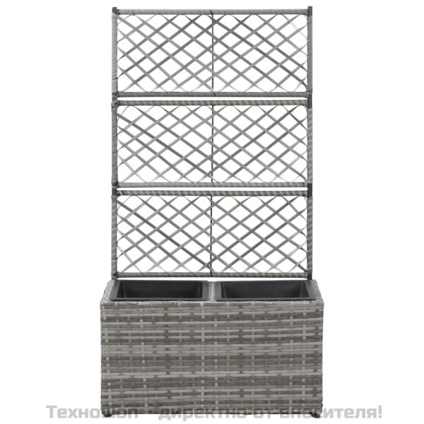 Пергола висока леха с 2 саксии, 58x30x107 см, полиратан, сива