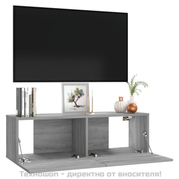 ТB стенен шкаф, сив сонома, 100x30x30 см, инженерно дърво