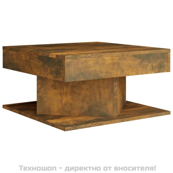 Маса за кафе, опушен дъб, 57x57x30 см, инженерно дърво