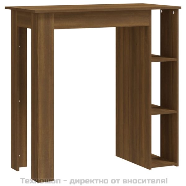 Бар маса с рафт, кафяв дъб, 102x50x103,5 см, инженерно дърво