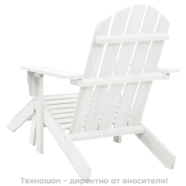 Градински стол с табуретка, дърво, бял