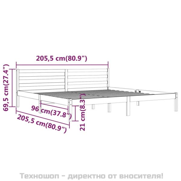 Рамка за легло, бор масив, 200x200 см, бяла