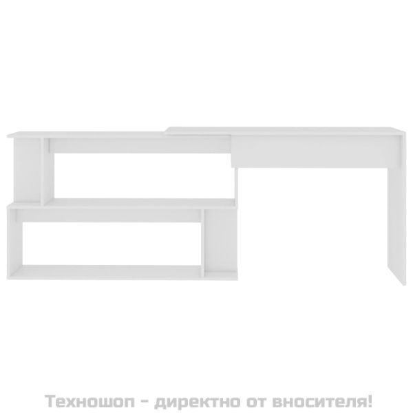 Ъглово бюро, бяло, 200x50x76 см, инженерно дърво