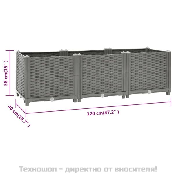 Повдигната леха, 120x40x38 см, полипропилен
