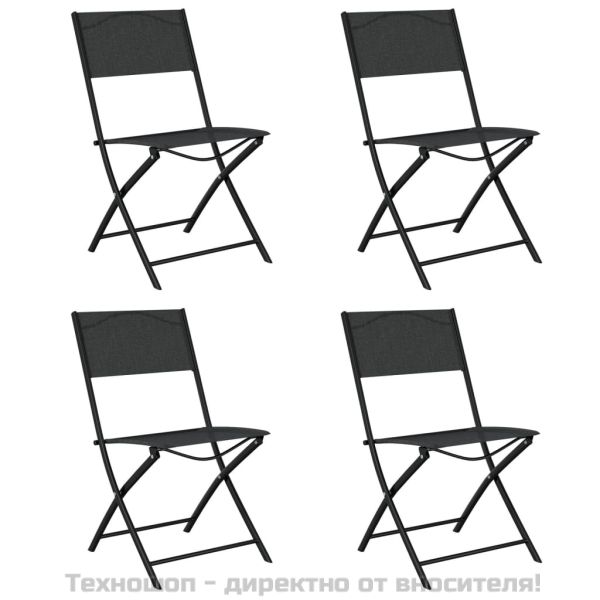 Градински трапезен комплект, 5 части, сиво и черно