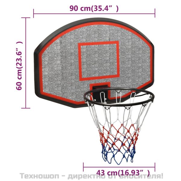 Баскетболно табло черно 90x60x2 см полиетилен