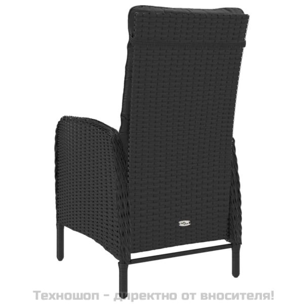 Градински трапезен комплект, 5 части, полиратан и стъкло, черен