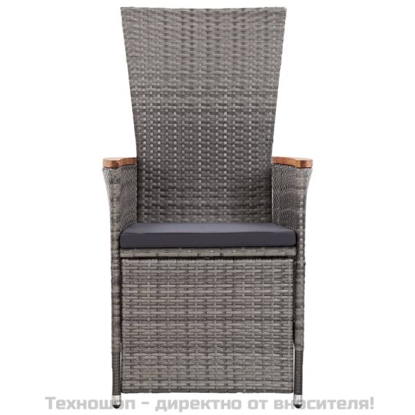 Накланящи градински столове с възглавници 2 бр полиратан сиви