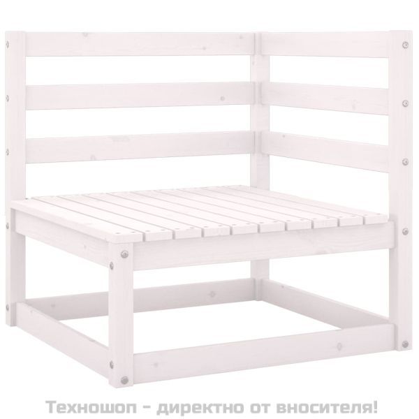Градински ъглови дивани, 2 бр, бели, бор масив