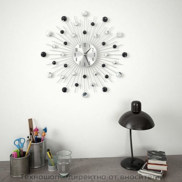 Стенен часовник с кварцов механизъм, модерен дизайн, 50 см