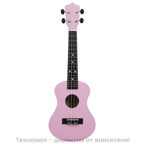 Комплект сопрано укулеле с калъф за деца, розово, 23"
