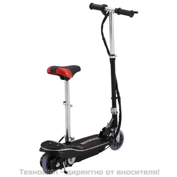 Детска тротинетка със седалка и LED, 120 W, черна