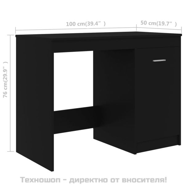 Бюро, черно, 100x50x76 см, инженерно дърво